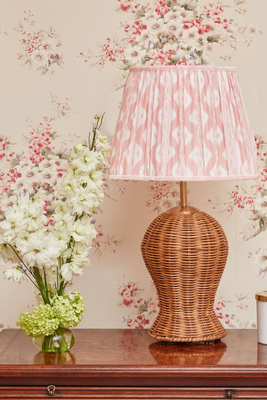 Rattan Blanche Lamp With Ikat Lampshade from Mrs Alice 
