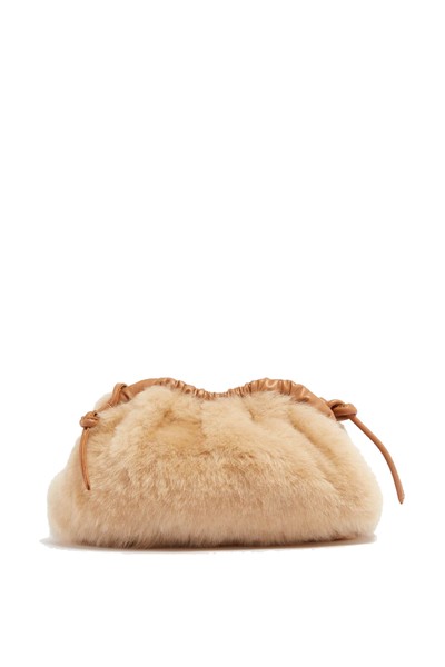 Mini Cloud Leather-Trimmed Shearling Clutch from Mansur Gavriel 