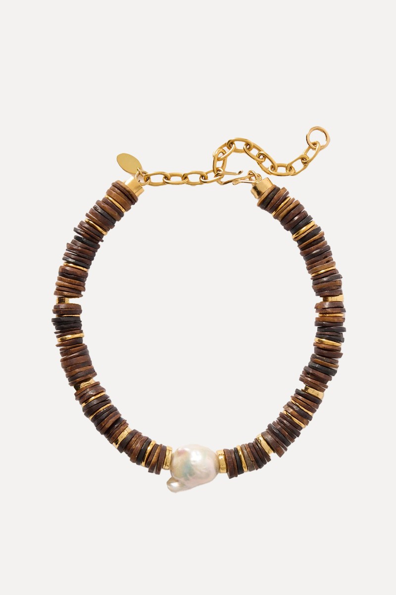 Bilbao Gold-Plated, Bone & Pearl Necklace from LIZZIE FORTUNATO