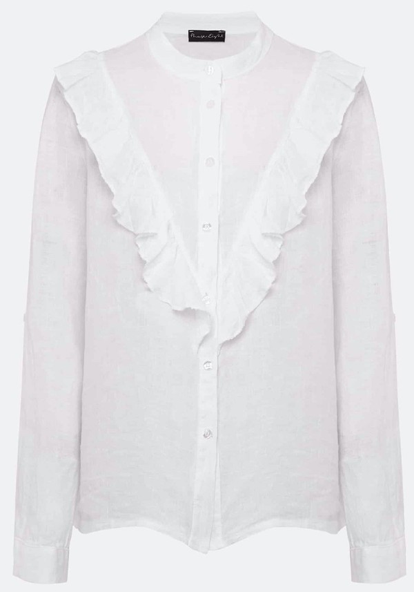 Enid Frill Front Linen Blouse