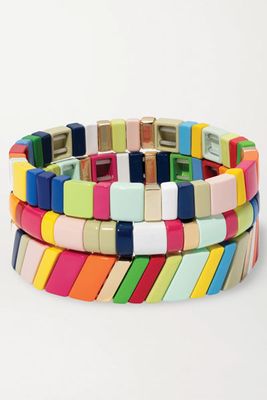 Happy Stripes Set Of Ten Beaded Bracelets from Roxanne Assoulin