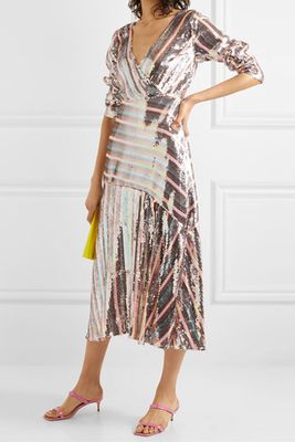 Tyra Striped Sequined Crepe Midi Dress from Rixo