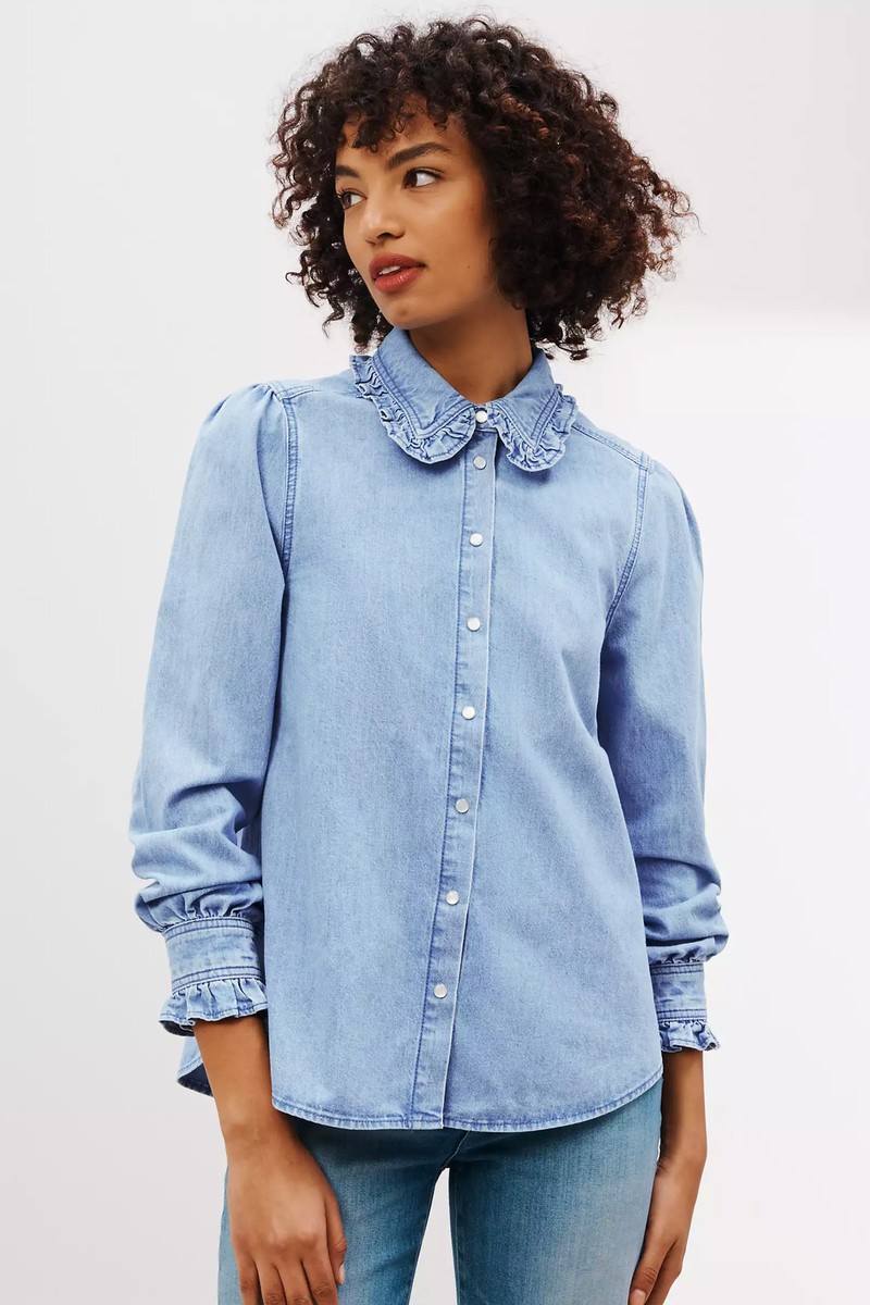 Doris Ruffle Denim Shirt from AND/OR