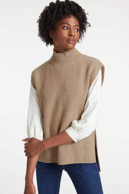 Janice Funnel Neck Sleeveless Layering Jumper - Biscuit from Cefinn
