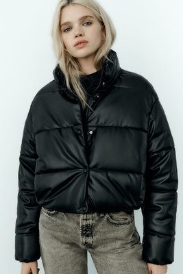 Leather Effect Puffer Jacket from Zara