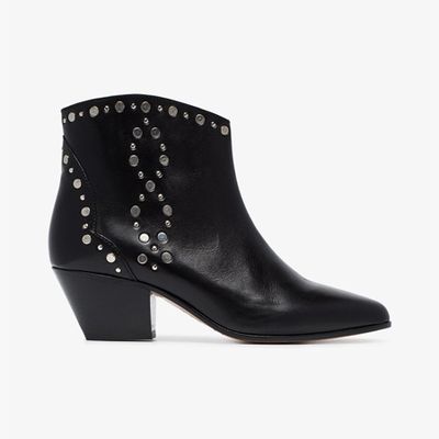 Black Dacken 50 Stud Embellished Leather Ankle Boots from Isabel Marant