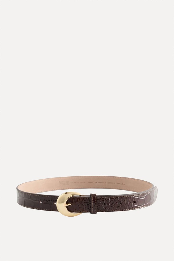Croco Effect Buckle Leather Belt from & Other Stories