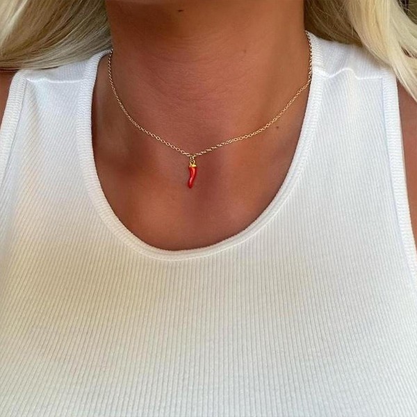 24Kt Gold Plated Necklace With Chilli Pendant from Lizalubeads