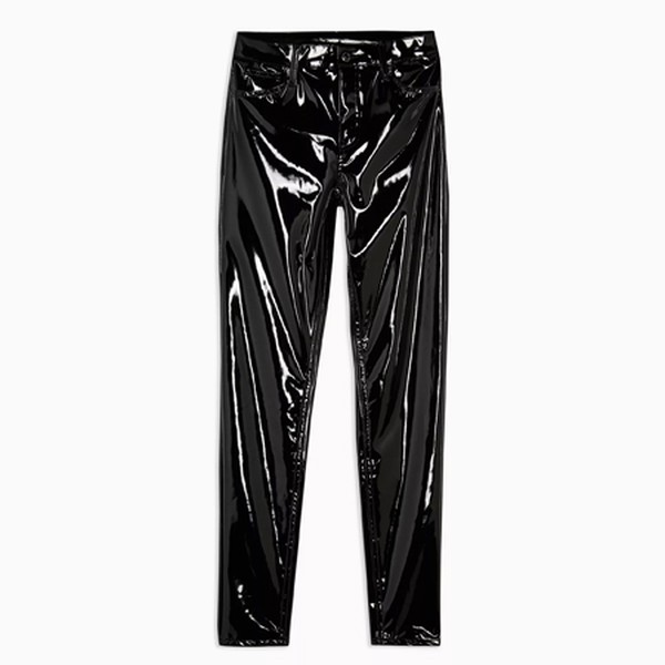 Black Faux Leather Vinyl Jamie Jeans
