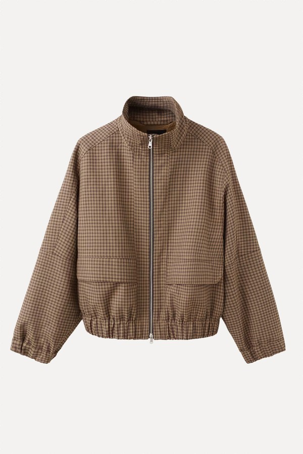 Houndstooth High-Collar Jacket from Mango