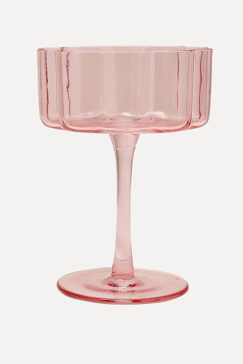 Set Of 2 Hestia Bright Pink Scalloped Martini Glasses from Tesco