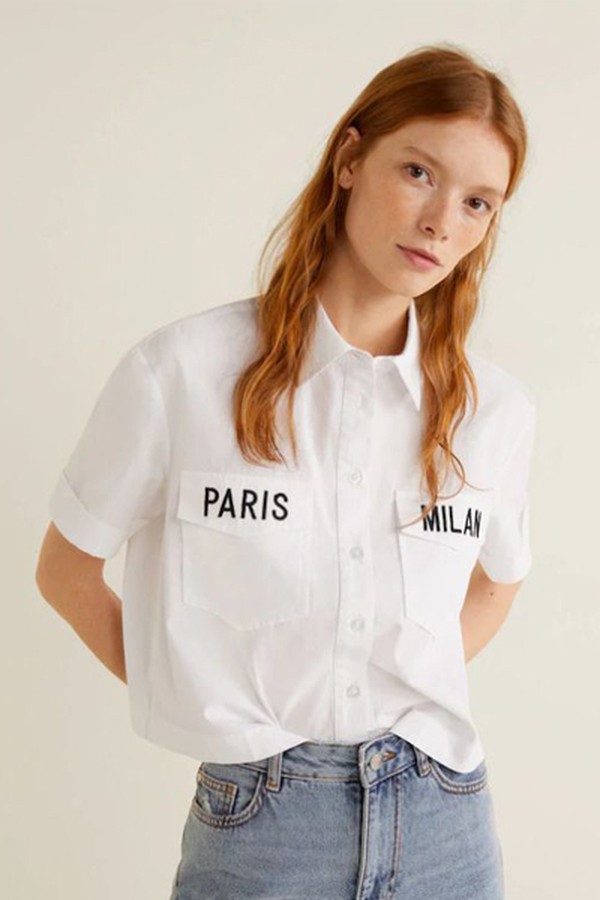 Embroidered Message Shirt from MANGO