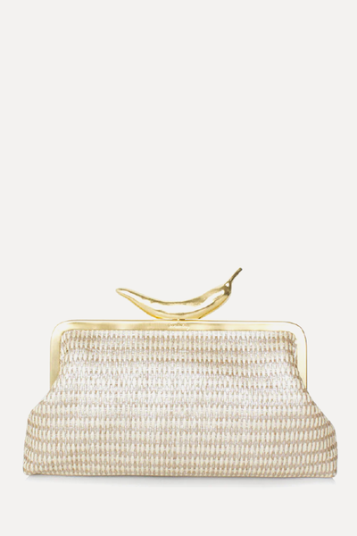 Chili Silver Straw Classic Clutch from Sarah’s Bag