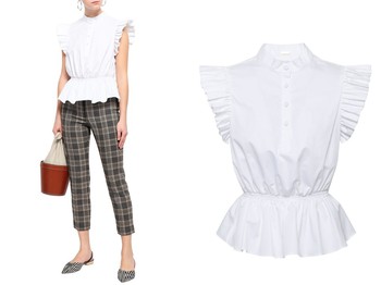 Ruffle Cotton-Poplin Peplum Blouse from Adam Lippes