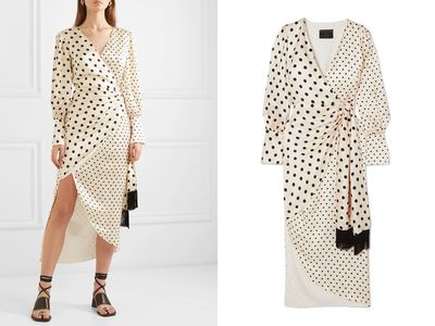 Polka-Dot Silk-Satin Wrap Dress from Mother Of Pearl