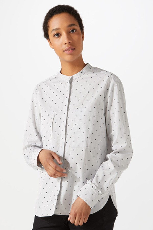 Spot Grandad Collar Slim Shirt from Jigsaw