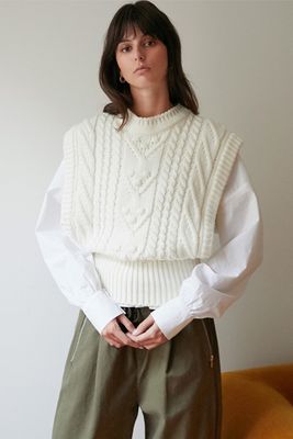 Oversized Cream Knit Vest