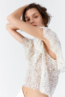 Sequin Top With Frill