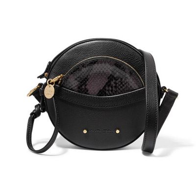 Rosy Textured Snake-Effect Leather Shoulder Bag from See By Chloé
