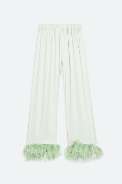 Party Feather-Trimmed Crepe De Chine Pajama Pants from Sleeper