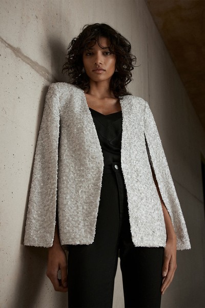 Neutral Sequin Cape from Mint Velvet