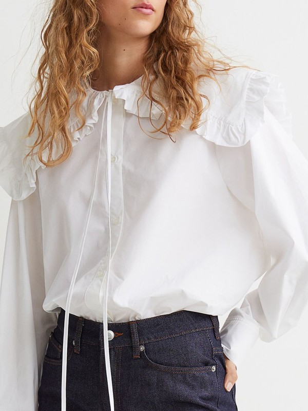 Poplin Blouse with Peter Pan Collar