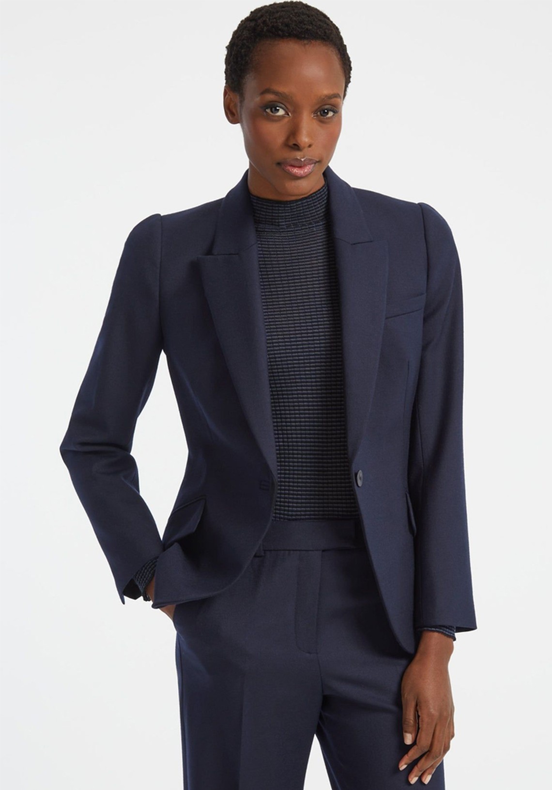 Josephine Stretch Winter Wool Blend Fitted Waist Blazer