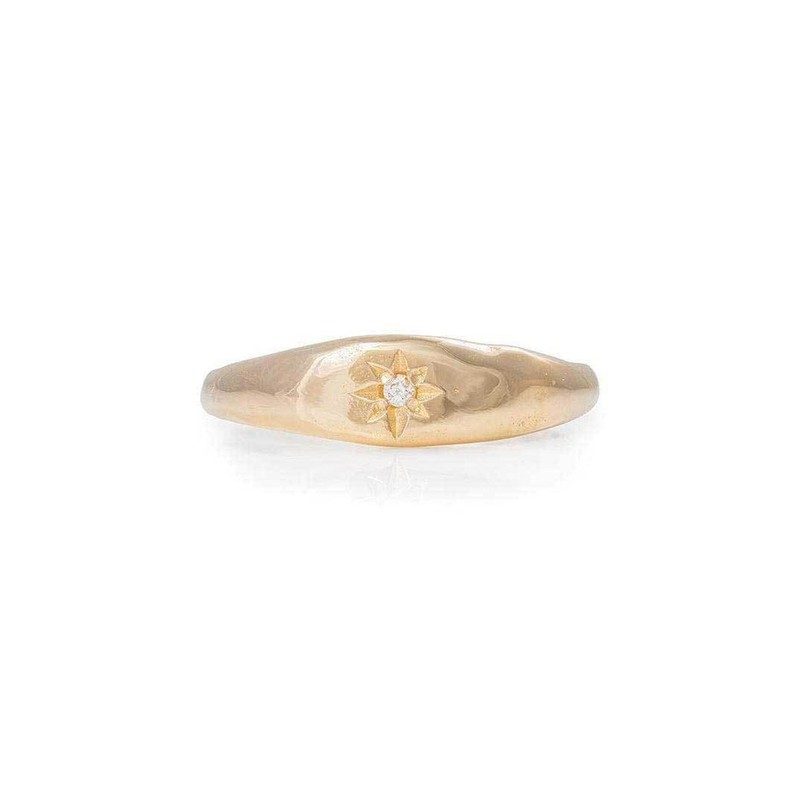 North Star 14k Gold Tiny Signet Ring