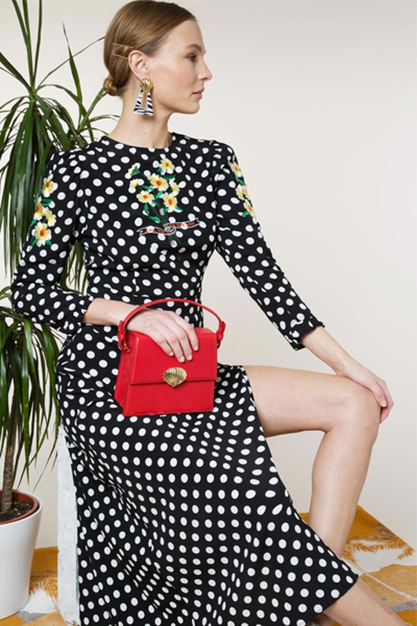 Black Polka Dot Daisy Midi Dress from Rixo