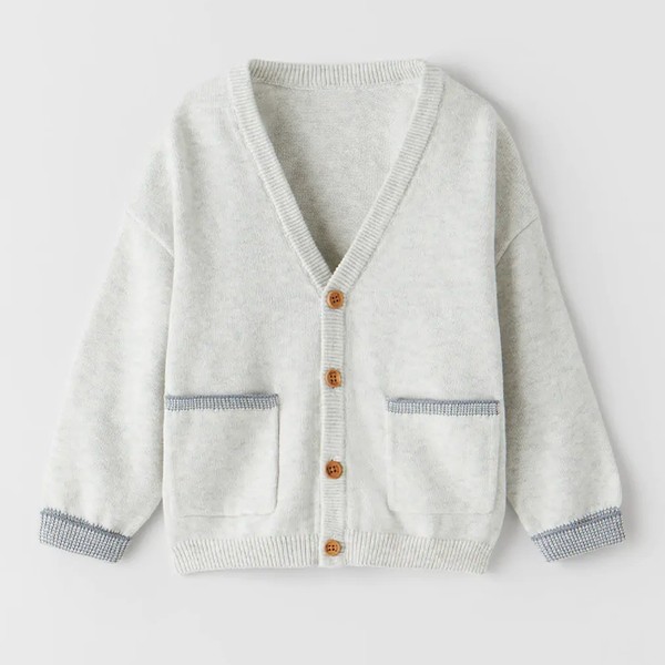 Knit Cardigan With Contrast Trims
