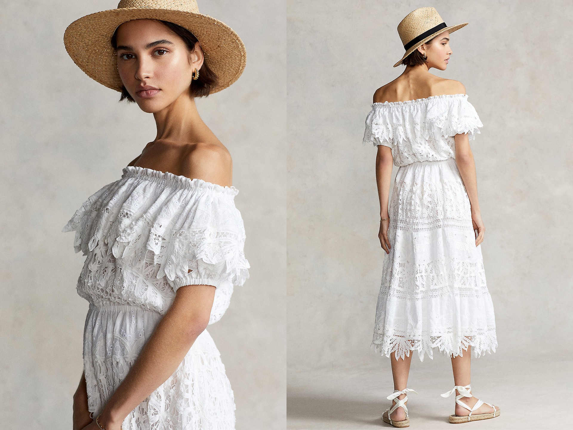 Battenberg-Lace Linen Dress, £749