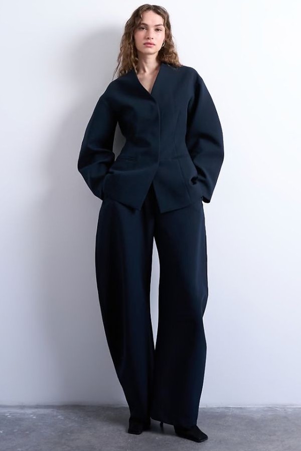 Barrel Leg Tailored Trousers