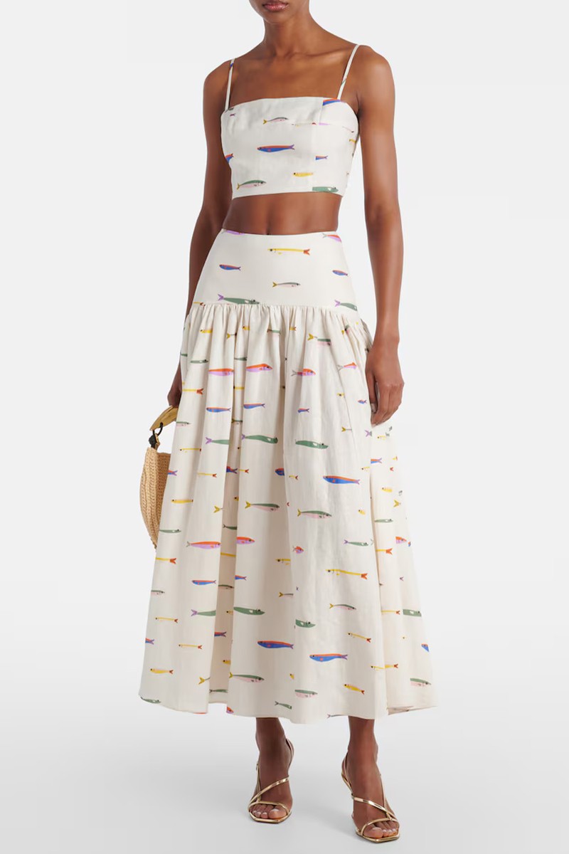 Federico Printed Linen Crop Top from STAUD