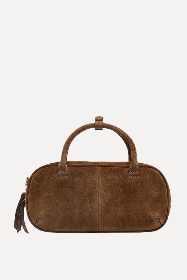 Split Suede Mini Bag With Double Handle