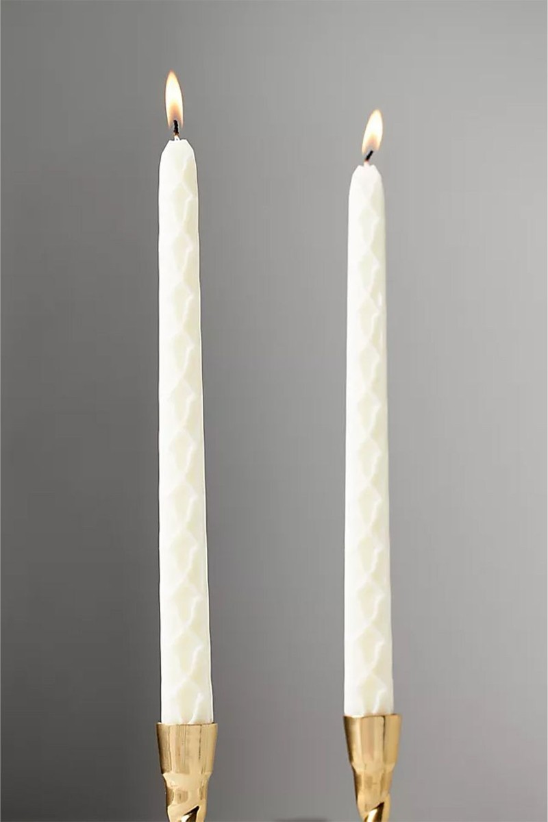 Set Of 2 Farah Carved Taper Candles from Anthropologie