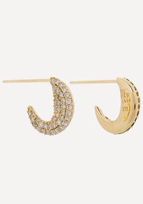 9ct Gold Mini Diamond Disc Huggie Hoop Earrings from By Pariah