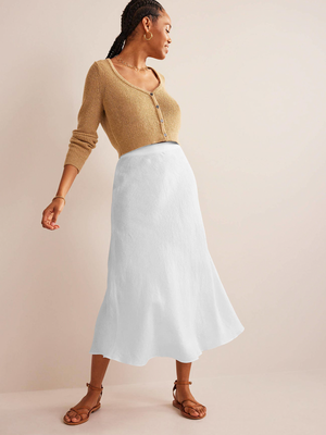 Bias Linen Midi Skirt, £90