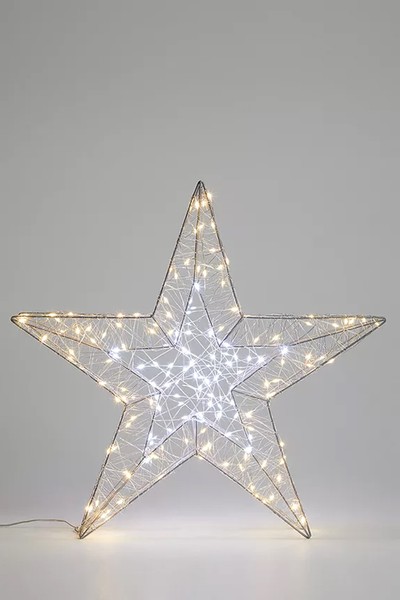 300 LED 3D Star Light, Silver / Pure & Ice White