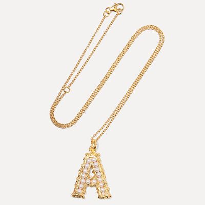 Alphabet Gold-Plated Pearl Necklace from Pacharee