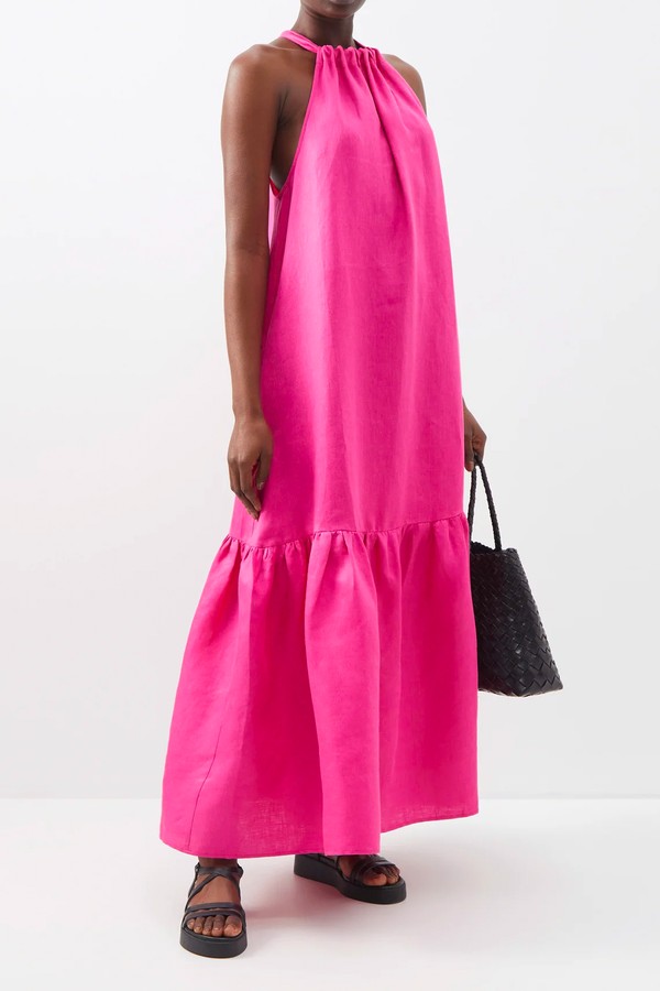 Ibiza Halterneck Linen Maxi Dress from Asceno