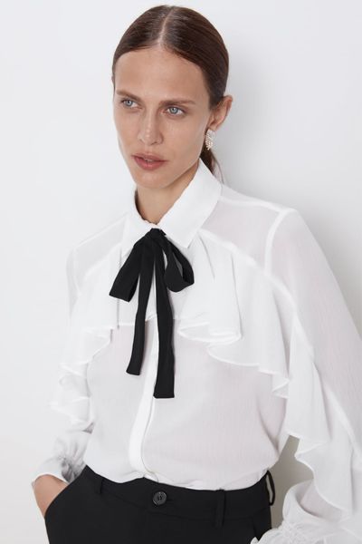 Ruffled Blouse With Bow from Zara