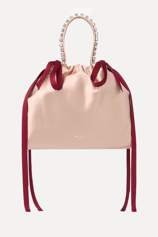 Crystal-Detail Drawstring Bucket Bag from Jimmy Choo