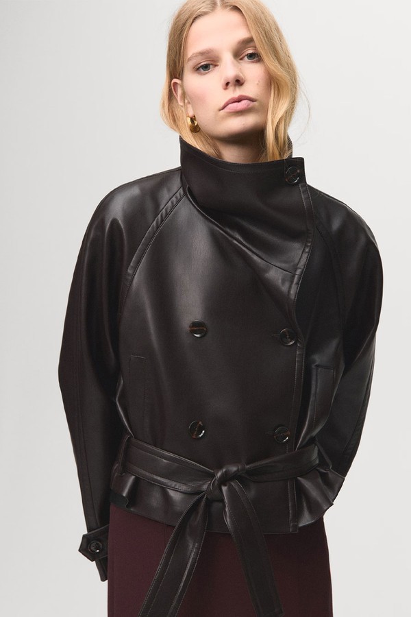 Faux-Leather Jacket With Maxi Lapels