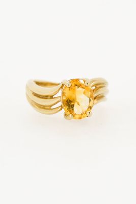 Noughties 9ct Gold Citrine Wave Vintage Ring from PI London