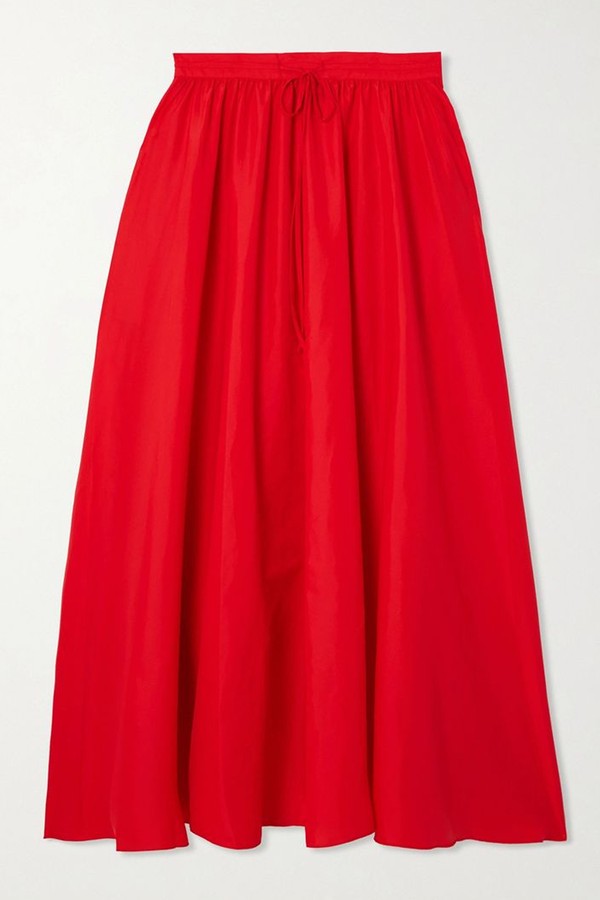 Eden Pleated Taffeta Maxi Skirt