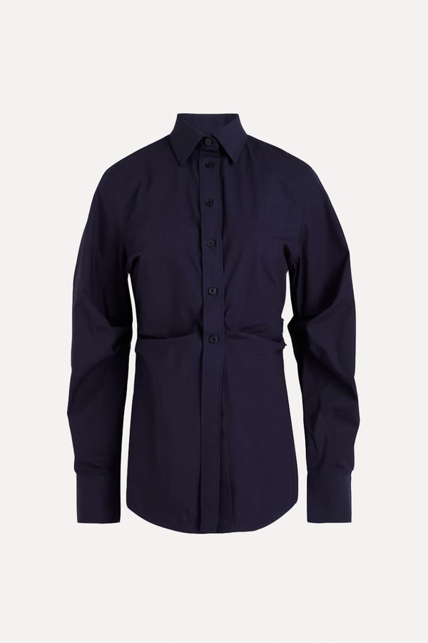 Draped Cotton-Blend Poplin Shirt from Victoria Beckham