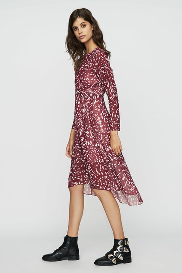 Print Asymmetric Dress With Draping