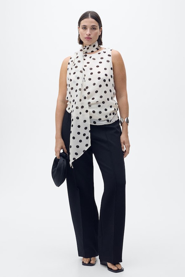 Polka-Dot Wrap-Neck Blouse from Mango