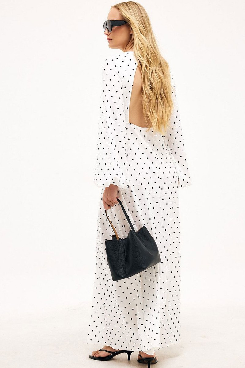 Balloon Sleeve Open Back Maxi Dress