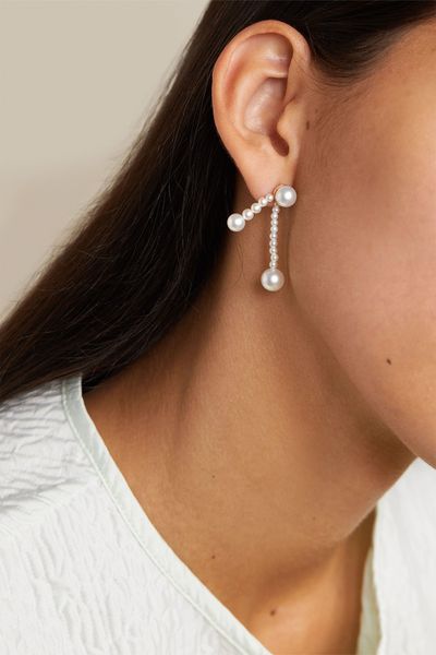 Ruban De Perle 14-Karat Gold Pearl Earrings from Sophie Billie Brahe